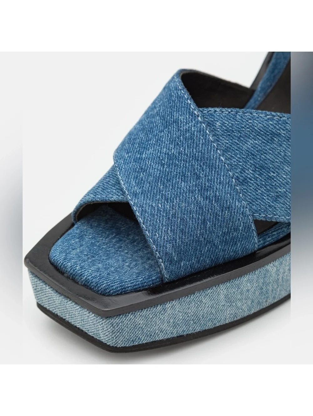 Rag & Bone Santiago Ankle Strap Platform Wedge Sandals Denim, Size 8.5/38.5 NWT